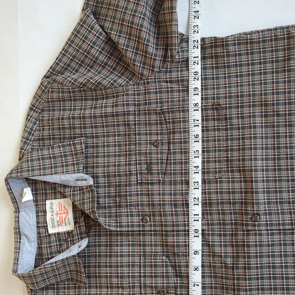 Dockers Plaid Long Sleeve Button Down Shirt LARGE Green Tan - Picture 14 of 16